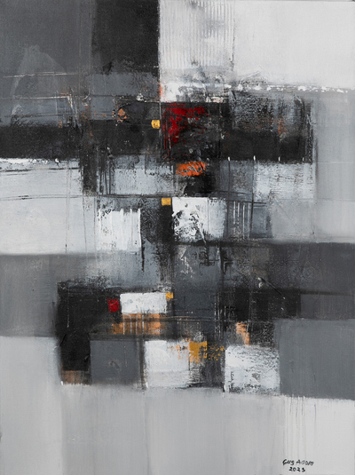 'The Remaining' - Signed Unstretched Black and Grey Abstract Acrylic Painting