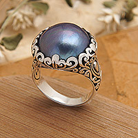 Cultured mabe pearl domed ring, 'Palatial Splendor'