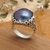Cultured mabe pearl domed ring, 'Palatial Splendor' - Sterling Silver Domed Ring with Blue Cultured Mabe Pearl (image 2) thumbail