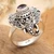 Amethyst cocktail ring, 'Wonderful Ganesha' - Silver & Amethyst Ring of Elephant-Headed Hindu God Ganesha (image 2) thumbail