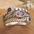 Amethyst multi-stone ring, 'Heavenly Trio' - Sterling Silver Cocktail Ring with Three Amethyst Stones (image 2) thumbail