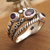 Amethyst multi-stone ring, 'Heavenly Trio' - Sterling Silver Cocktail Ring with Three Amethyst Stones (image 2b) thumbail
