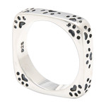 Sterling silver band ring, ‘Cute Paws’ - Inspirational Paw Print Themed Square 925 Silver Band Ring