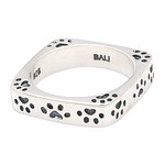 Sterling silver band ring, ‘Cute Paws’ - Inspirational Paw Print Themed Square 925 Silver Band Ring
