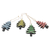 Adornos de madera, (juego de 4) - Juego de 4 adornos de árbol de madera de Albesia coloridos hechos a mano