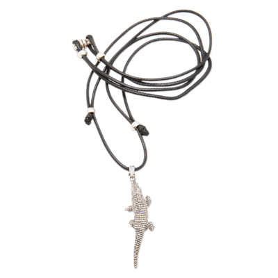 Collar colgante de plata esterlina - Collar con colgante de dragón de Komodo de plata de primera ley ajustable