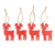 Wood ornaments, 'Cheerful Polka Dot Reindeer' (set of 4) - 4 Hand-Painted Red & White Wood Reindeer Christmas Ornaments