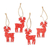 Adornos de madera, (juego de 4) - 4 adornos navideños de renos de madera rojos y blancos pintados a mano