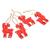 Adornos de madera, (juego de 4) - 4 adornos navideños de renos de madera rojos y blancos pintados a mano