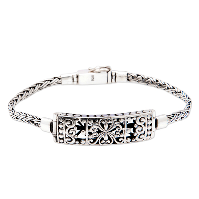 Sterling silver pendant bracelet, 'Floral Soul' - Traditional Floral Sterling Silver Pendant Bracelet