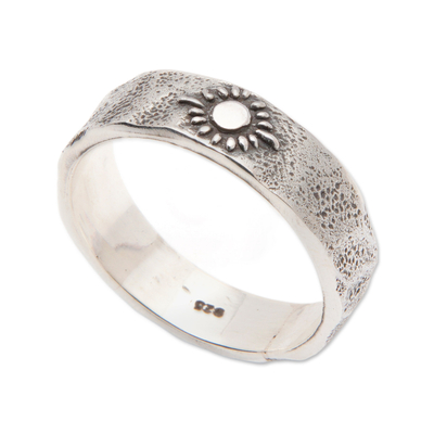 Sterling silver band ring, 'Sun Direction' - Sun-Themed Sterling Silver Band Ring in a Polished Finish
