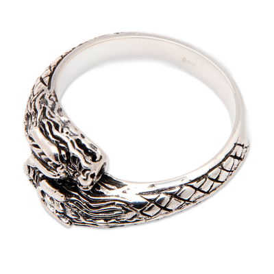 Sterling silver cocktail ring, 'Eternal Dragon' - Dragon-Shaped Traditional Sterling Silver Cocktail Ring