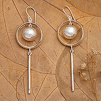 Sterling silver dangle earrings, 'Earth's Hero' - High Polished Abstract Sterling Silver Dangle Earrings