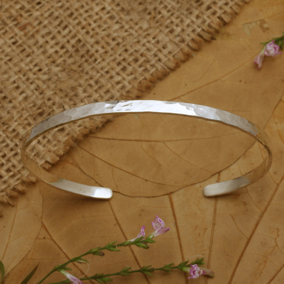 Sterling silver cuff bracelet, 'Your Story' - Modern Sterling Silver Cuff Bracelet in a Hammered Finish