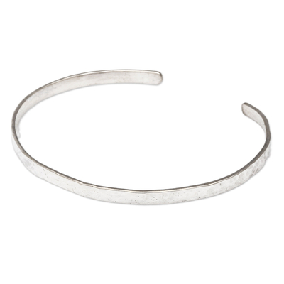 Sterling silver cuff bracelet, 'Your Story' - Modern Sterling Silver Cuff Bracelet in a Hammered Finish