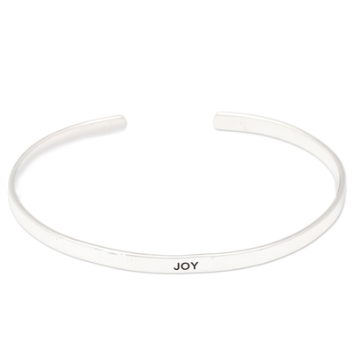 Sterling silver cuff bracelet, 'Your Joy' - Polished Minimalist Sterling Silver Joy Cuff Bracelet