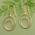 Gold-accented dangle earrings, 'Mount Agung' - Oval 18k Gold and Silver-Plated Brass Dangle Earrings