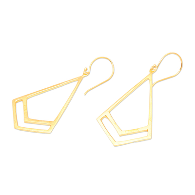 Vergoldete Ohrhänger - Hochglanzpolierte, geometrische, 18 Karat vergoldete Ohrhänger