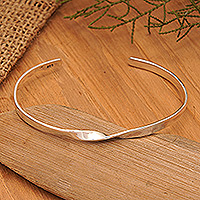 Sterling silver cuff bracelet, 'Life's Twist' - Modern Sterling Silver Cuff Bracelet in a High Polish Finish