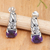 Amethyst drop earrings, 'Nature's Archs in Purple' - Floral and Leafy Faceted Two-Carat Amethyst Drop Earrings (image 2) thumbail