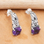 Amethyst drop earrings, 'Nature's Archs in Purple' - Floral and Leafy Faceted Two-Carat Amethyst Drop Earrings (image 2b) thumbail