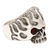 Men's garnet cocktail ring, 'Fire Skull' - Men's Sterling Silver Skull Cocktail Ring with Garnet Stones