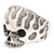 Men's garnet cocktail ring, 'Fire Skull' - Men's Sterling Silver Skull Cocktail Ring with Garnet Stones