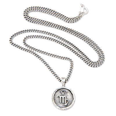 Sterling silver pendant necklace, 'Virgo Charm' - Sterling Silver Necklace with Virgo Zodiac Sign Pendant