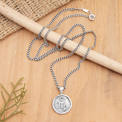 Sterling silver pendant necklace, 'Virgo Charm' - Sterling Silver Necklace with Virgo Zodiac Sign Pendant