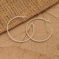 Sterling silver half-hoop earrings, 'Rope of Emotions' - High-Polished Rope-Shaped Sterling Silver Half-Hoop Earrings