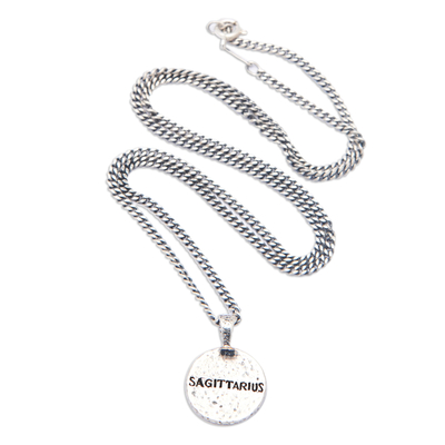 Sterling silver pendant necklace, 'Sagittarius Charm' - Sterling Silver Necklace with Sagittarius Sign Pendant