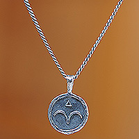 Collar colgante de plata de ley, 'Aries Charm' - Collar de plata de ley con colgante de signo del zodíaco Aries