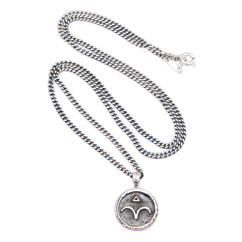 Sterling Silver Necklace with Aries Zodiac Sign Pendant - Aries Charm ...