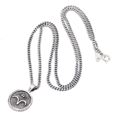 Sterling silver pendant necklace, 'Aries Charm' - Sterling Silver Necklace with Aries Zodiac Sign Pendant