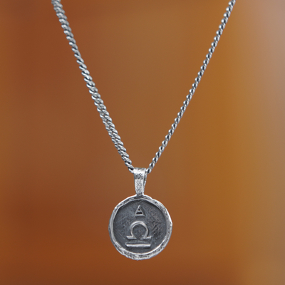 Collar colgante de plata esterlina - Collar de plata de ley con colgante del signo del zodíaco Libra