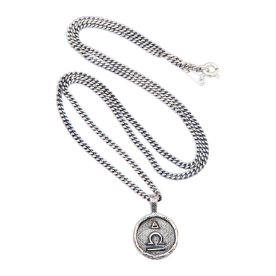 Collar colgante de plata esterlina - Collar de plata de ley con colgante del signo del zodíaco Libra