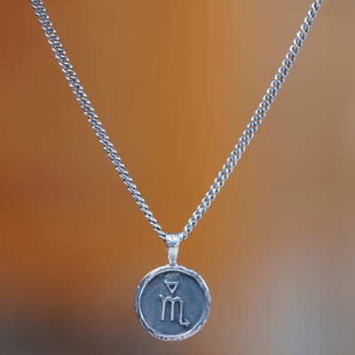 Sterling silver pendant necklace, 'Scorpio Charm' - Sterling Silver Necklace with Scorpio Zodiac Sign Pendant