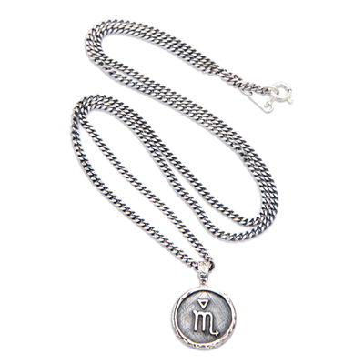 Sterling silver pendant necklace, 'Scorpio Charm' - Sterling Silver Necklace with Scorpio Zodiac Sign Pendant