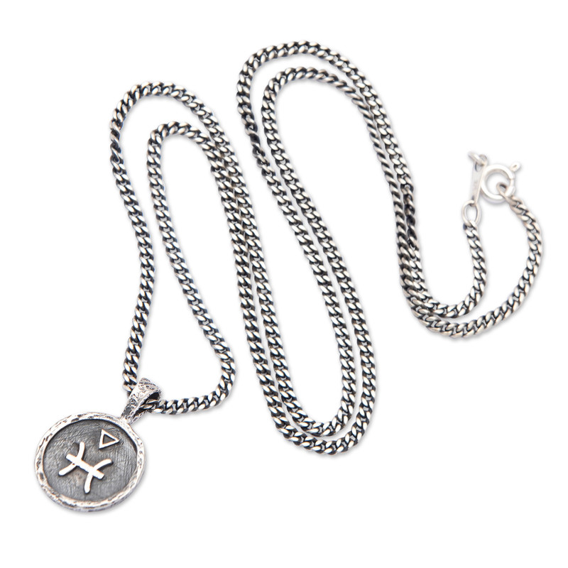 Sterling Silver Necklace with Pisces Zodiac Sign Pendant - Pisces Charm ...