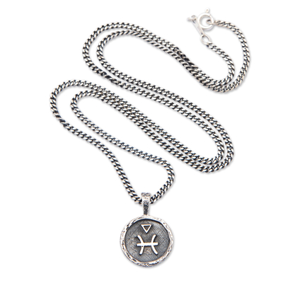 Sterling silver pendant necklace, 'Aquarius Charm' - Sterling Silver Necklace with Aquarius Zodiac Sign Pendant