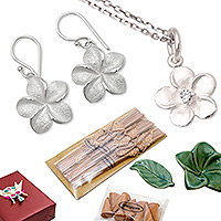 Curated gift set, 'Frangipani Essence' - Frangipani-Themed jewellery and Incense Curated Gift Set