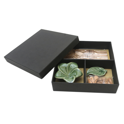 Curated gift set, 'Frangipani Essence' - Frangipani-Themed Jewelry and Incense Curated Gift Set