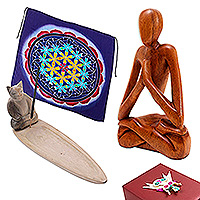 Curated gift set, 'Serene Meditation' - Curated Gift Set with 3 Meditation and Yoga-Themed Items
