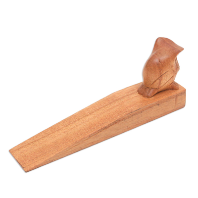 Curated gift set, 'Owl-some Trio' - Wood Owl Puzzle Box Statuette and Door Stop Curated Gift Set