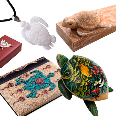 Curated gift set, 'Turtle Charm' - Turtle-Themed Curated Gift Set with 4 Items from Bali