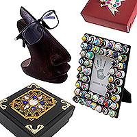 Curated gift set, 'On My Desk' - Curated Gift Set with Box Photo Frame and Eyeglasses Holder