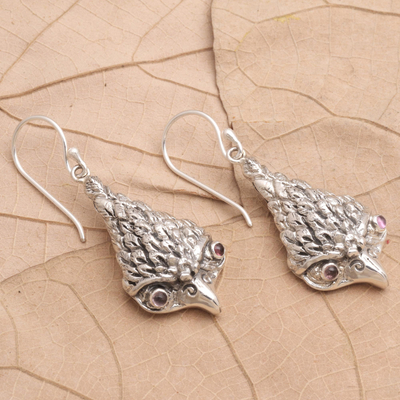 Curated gift set, 'Precious Owl' - Puzzle Box Amethyst Necklace & Earrings Owl Curated Gift Set