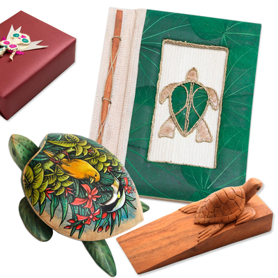 Set de regalo seleccionado - Set de regalo seleccionado con joyero de tortuga, diario y tope para puerta