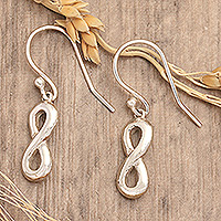 Sterling silver dangle earrings, 'Infinity Chic' - Modern Sterling Silver Dangle Earrings with Infinity Motif