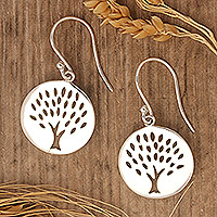 Sterling silver dangle earrings, 'Majestic Tree of Life' - Sterling Silver Dangle Earrings with Tree of Life Motif